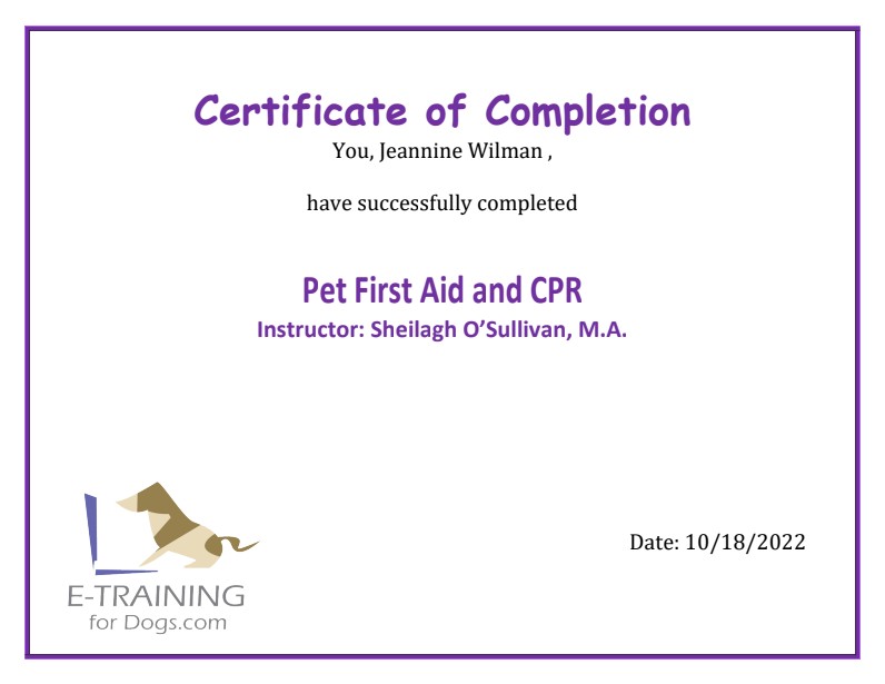 Pet First Aid And Cpr Jeannine Wilman